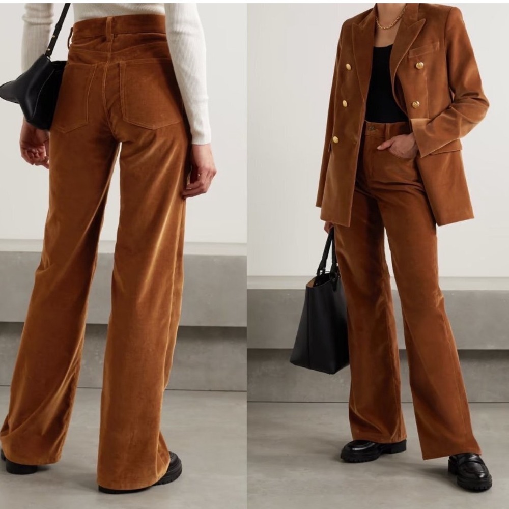 Nili Lotan Velvet Celia Pants Flare Size 4 Caramel - Picture 1 of 8